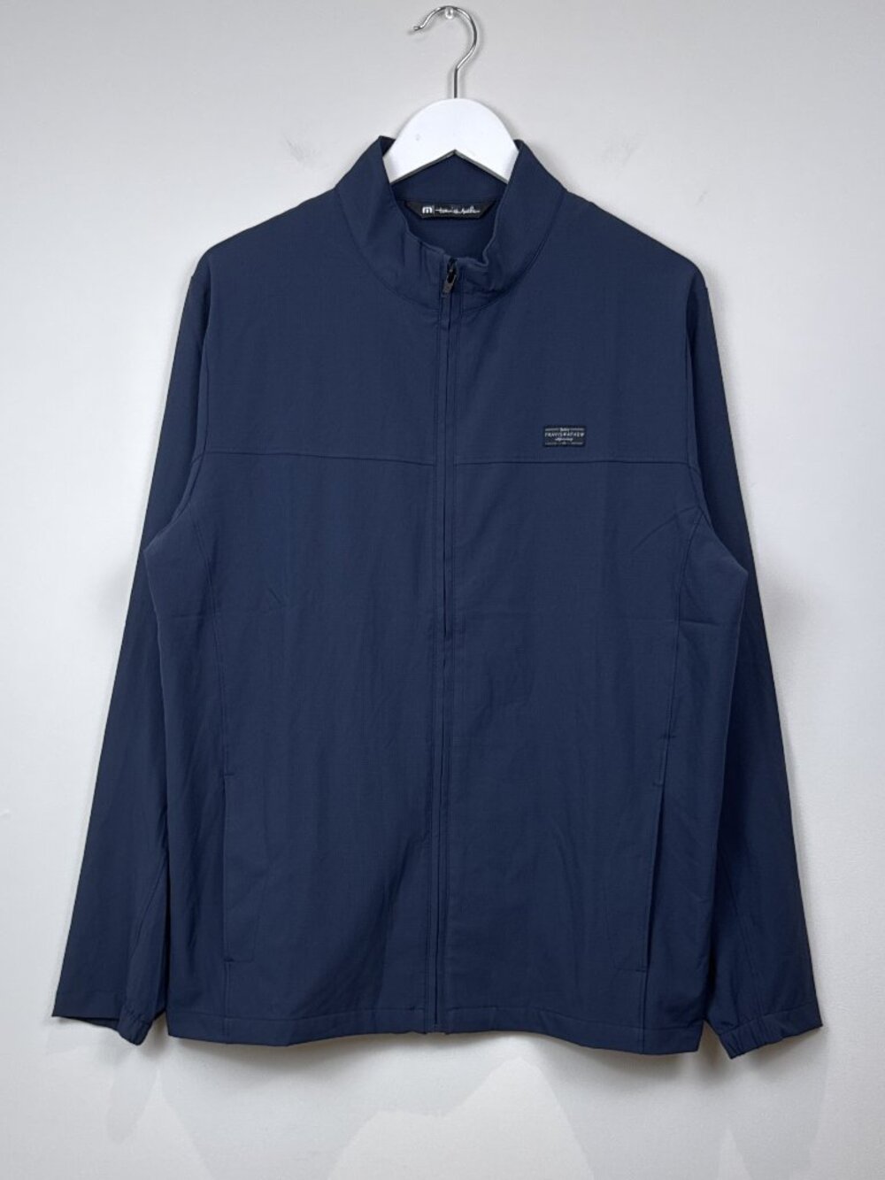 TravisMathew Mens Navy Blue Lightweight Stretch Full Zip Golf Jacket Windbreaker